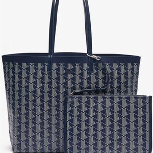 Lacoste Navy Patterned Tote with Pouch